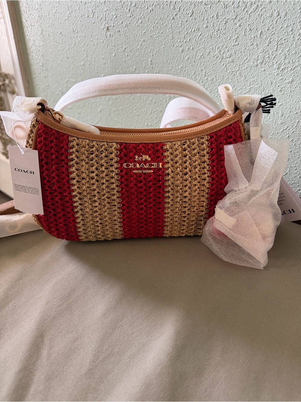 Coach Crochet Mini Bag in Red and Natural Teri Shoulder bag - Picture 2 of 12